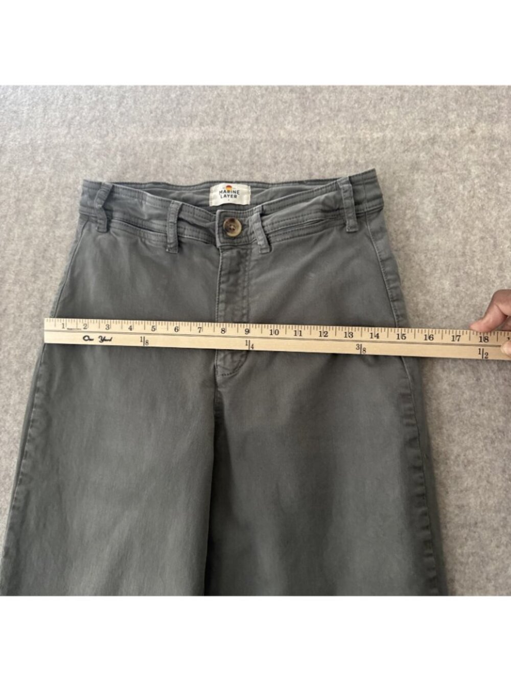 Marine Layer Bridget Wide Leg Crop Pants Womens 4 Slate Gray Cotton Stretch - Picture 5 of 16